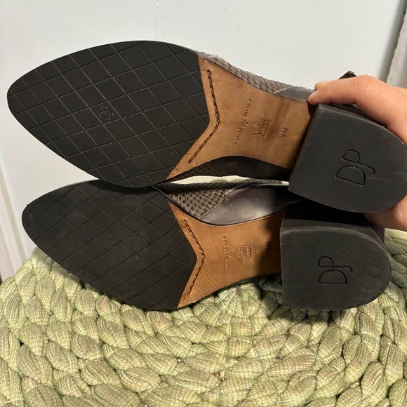 Donald J.Pliner Edyn Metallic Gray Leather Snakeskin Chunky Heel Ankle Boots - Picture 7 of 7